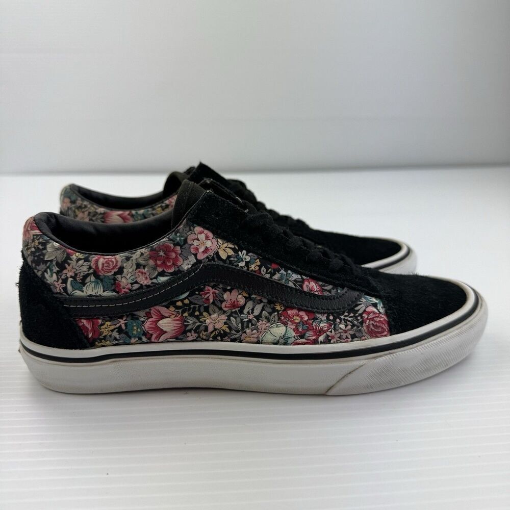 Vans Old Skool Floral Black Suede Sneakers Women’s 7 Men 5.5 Sample